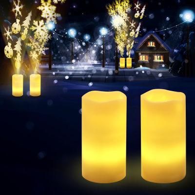 LED Candle Snowflake Snowman Image Projection Lamp Flameless Candle Projector Christmas Tealight Night Light for Home Decoration
