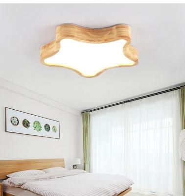 2022 Wooden Star Modern Ceiling Lamp Room Bedroom Nursery LED Lights for Children