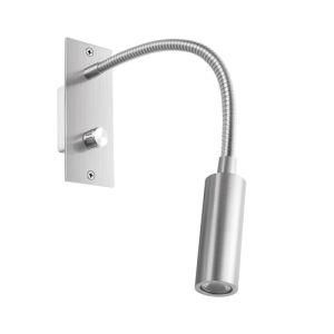 Meanyee Wall Reading Lamp Headboard Bedside Light with Twist Switch/Dimmable/Adjustable Arm/Embedded/Brushed Nickel/