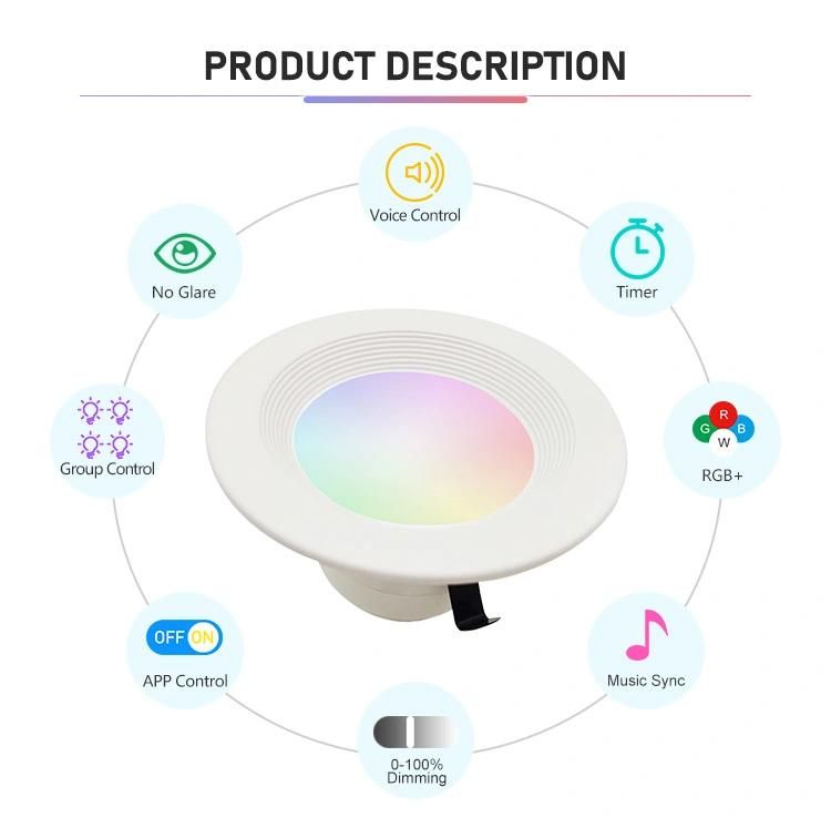 4inch/6inch Round 10W Tuya RGB WiFi Smart RGB Down Light