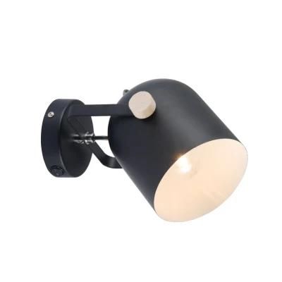 Metal Material &amp; Wood Wall Lamp White/Black Color E27 Spot Wall Light for Home Decoration