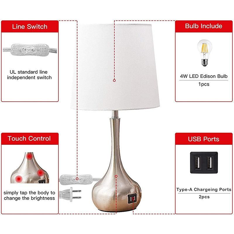 New Design Touch Dimming Vase Table light USB Rechargeable Bedroom Bedside Table Lamps
