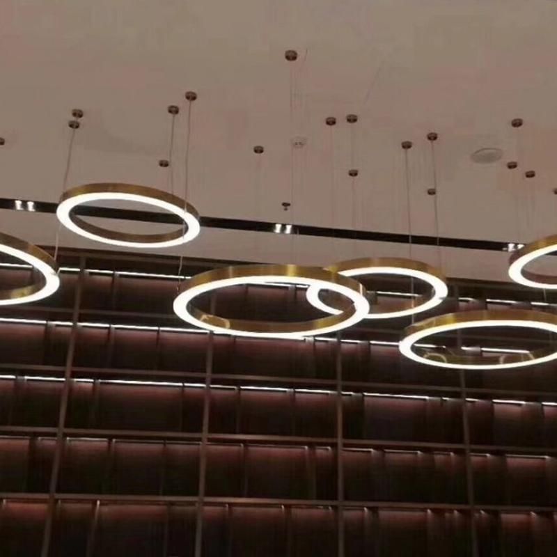 New Design Gold Rings Remote Control LED Hanging Pendant Light Dimmable for Villa