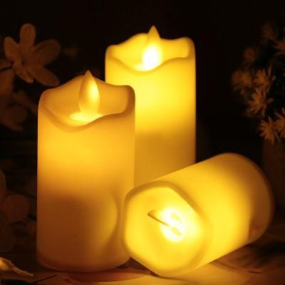 Battery Operated Flameless LED Pillar Candles with Timer Flickering Electric Decorative Light