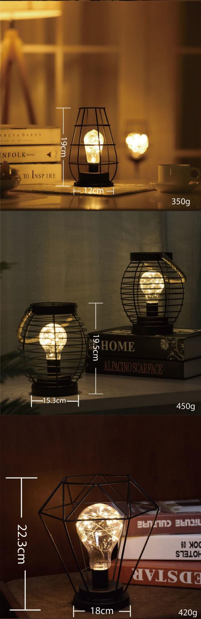 Wine Glass Bottle LED Night Light Iron Hollow out Table Lamp for Cafe Hotel Balcony Geometric Multicolor Wine Bottle Light