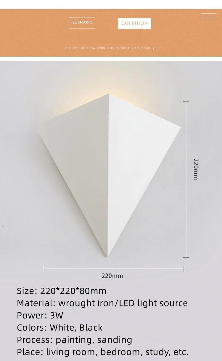 LED Wall Lamp Nordic Modern Living Room Bedroom Corridor Bedside Lamp Creative Geometric Triangle Wall Lamp