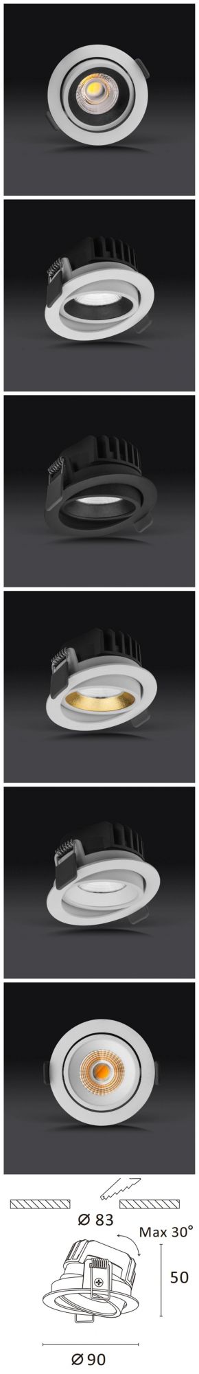 15W Adjustable High Power LED Interior Light LED Ceiling Light Professional Spot Light