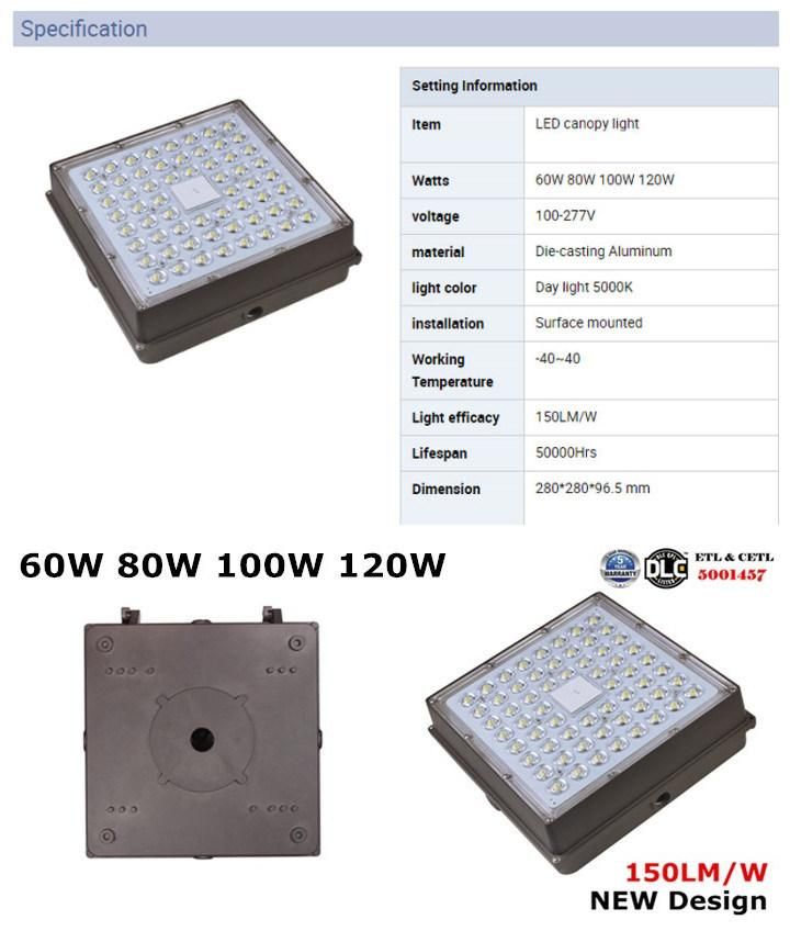 Gas Station Lamp 60W 80W 100W 120W Canopy Light LED