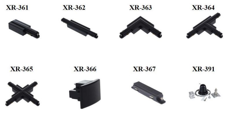 X-Track 3wires Single Circuit 1m Recessed Black Track for Restaurant and Supermarket Decoration