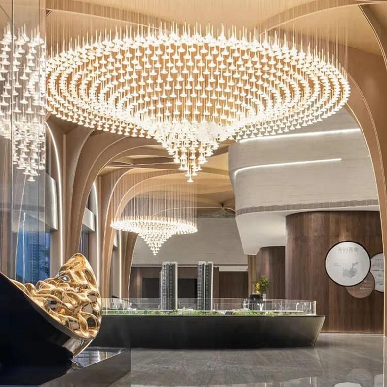 Modern Customized LED Hanging Chandelier Light for Hotel Lobby Hall
