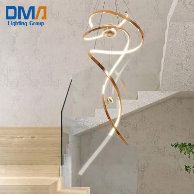 130W New Design Streamer Hotel Banquet LED Stair Pendant Lamp Chandelier Luxury Modern