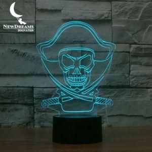 3D Illusion 7 Color Changing USB Caribbean Pirates Bedside Lamps