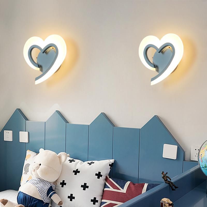 Romantic Heart Shape Acrylic Lights LED Wall Lamp Stair Bedside Indoor Light
