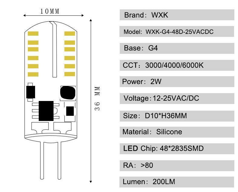 G4 LED Lamp Ba15D Mini 12-25V DC/AC 2W LED G4 LEDs Bulb Chandelier Light Super Bright G4 COB Silicone Bulbs