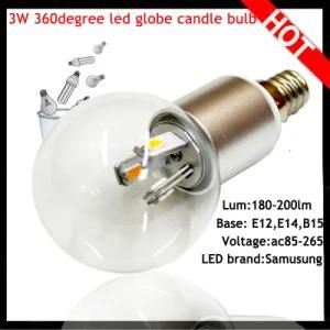 360degree Dimmable/ Undiammbale E12 E14 3W LED Candle Bulb (KJ-CL3W-360)