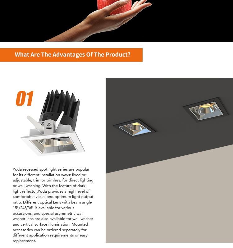 Commercial Indoor Ceiling Recessed Square LED Downlight
