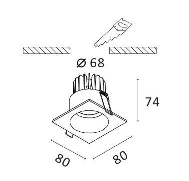 Manufacturer 6W/10W IP44 COB LED Downlight Ceiling Square Recessed LED Spotlight R6324