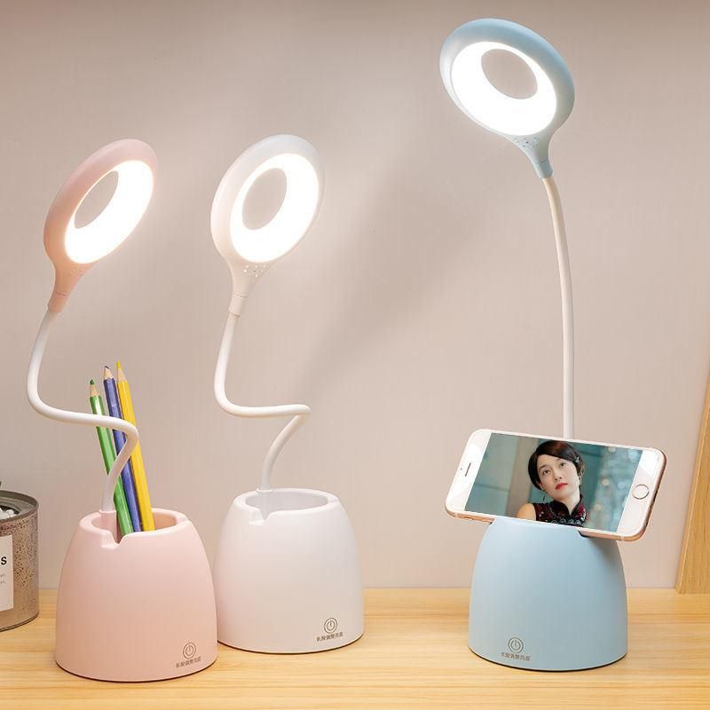 Table Lamp LEDs USB Touch Night Light Stepless Dimming Desk Light Eye Protection Learning Multi-Function Bracket Pen Holder