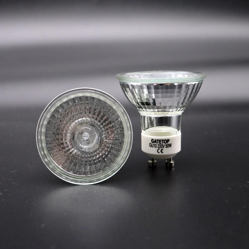 Factory Price Hot Sale Halogen Lamp 50W GU10 220-240V 3000K 6500K Glass Material for Crystal Chandelier Home Decoration and Indoor Lighting