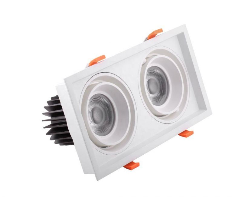 Aluminum Double Head Fixture 2X20W LED Lamp COB LED Grille Downlight