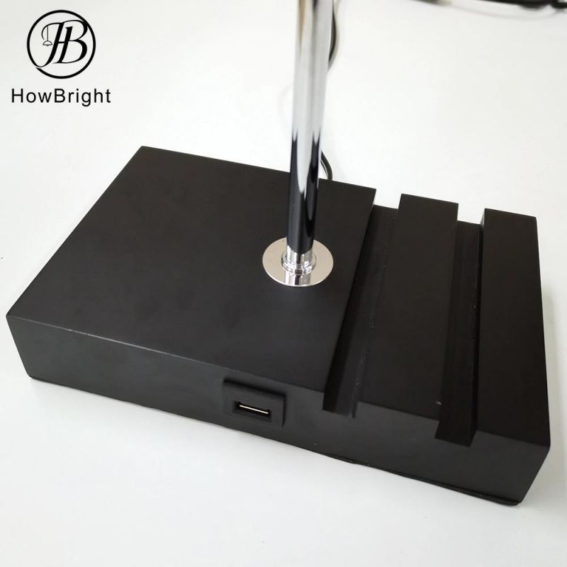 How Bright Nordic Style with USB Charging Table Lamp Black Color for Home Hotel Office Bedside Wood Base Table Lamp