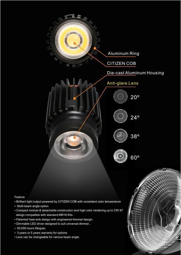 New Product Anti-Glare Lens Version LED Recessed Downlight COB Down Light MR16 Module