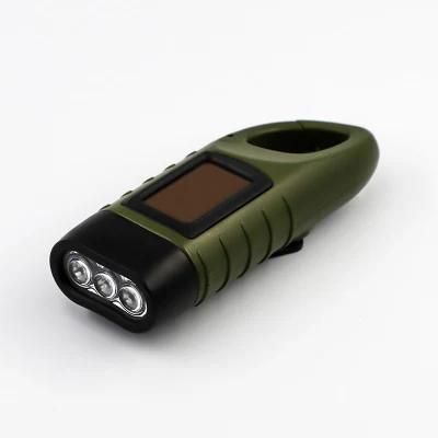 LED Hand Crank Flashlight with Solar Panel Rechargeable