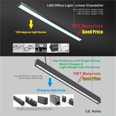 Indoor Shop Restaurant SMD3030 Slim LED Rectangular Commercial Shop Pendant Linear Chandelier Office Light