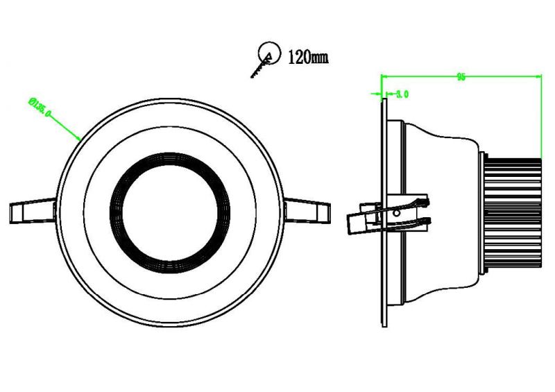 9W LED Down Light Rotatable Recessed Lamp with Lens LED Recessed Down Light LED Light for Exhibition Club