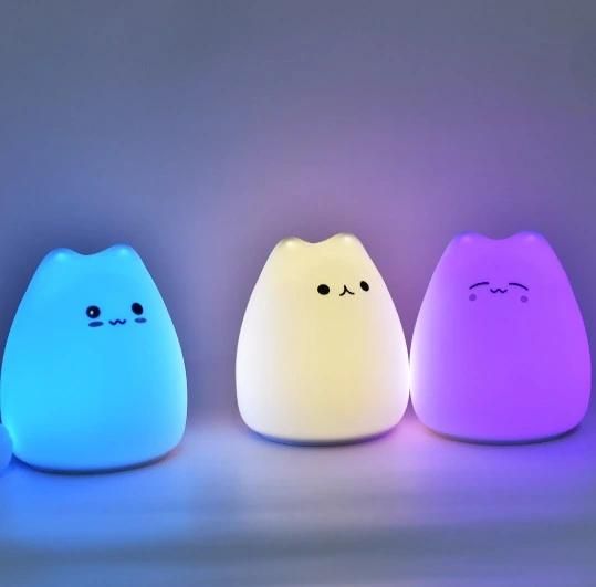 Multicolor Changing Integrated LED Rechargeable Silicone Night Light for Baby