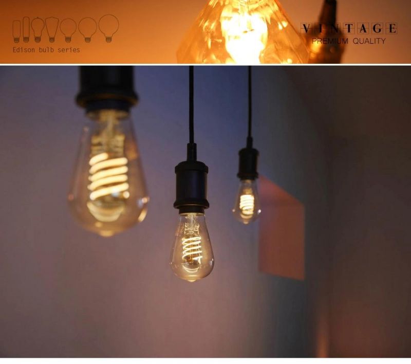 Retro LED Filament Bulb Spiral Light E27 A60 T45 St64 T185 G80 G95 G125 4W Decoration Lighting Retro Vintage Edison LED Lamp