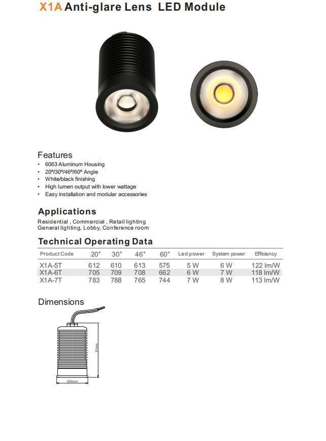 New Product 35mm Anti-Glare Lens Version LED Recessed Downlight COB Down Light MR11 Module