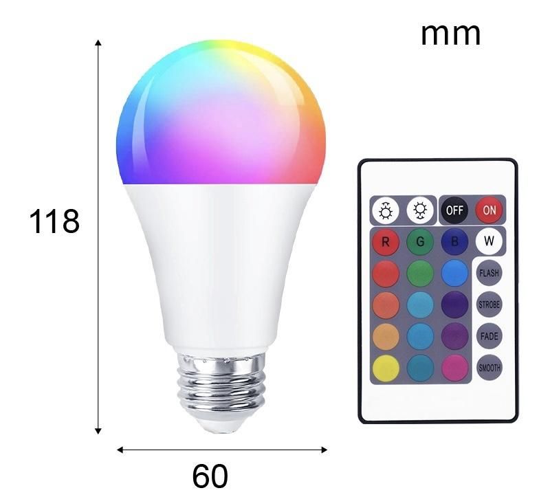 Wholesale 16 Color RGB Remote Control Bulb Lamp 650 Lumen LED Bulb Light Quality E27 / E26 Bulblight Quality LED Mood Bulb Light with Remote Control