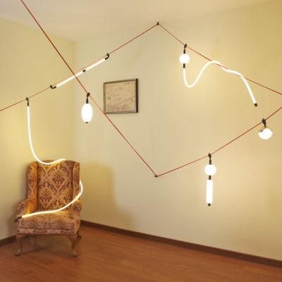 LED Indoor Designer Flexible Linear Black 3000K/6000K Glass Acrylic Shade Decoration Chandelier Pendant Ceiling Spot Track Lamp Light