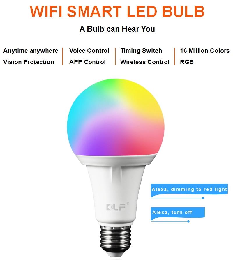 Amazon Smart Bulb Alexa Tuya Light Bulbs 7W 9W 12W 15W E26 E27 B22 WiFi RGB Colorful LED Bulb