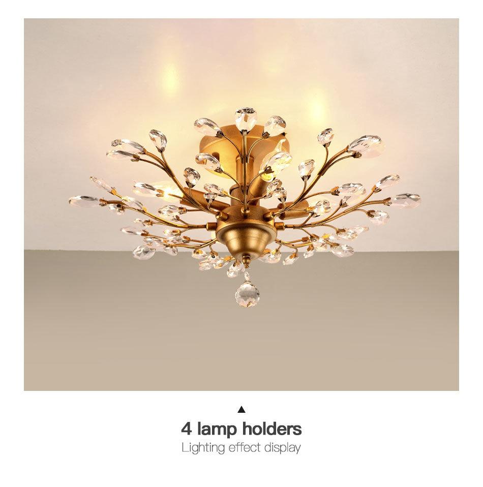 Modern Crystal Chandelier Iron Art Large Hanging Tree Branch Shape Chandelier Pendant Light