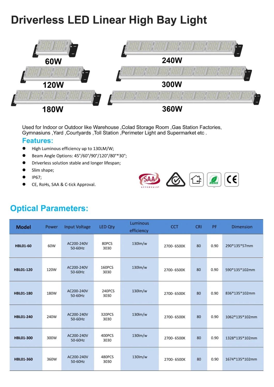 3 Years Warranty Driverless LED Linear High Bay Light