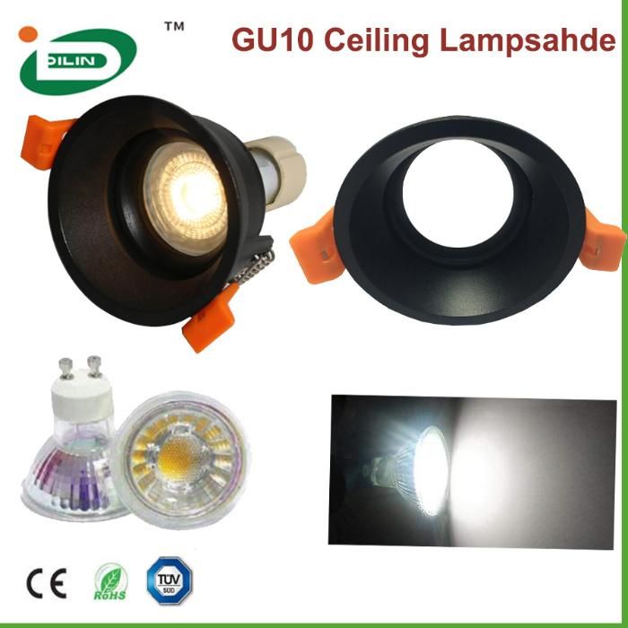 Matte Black / White IP64 Ceiling Round GU10 MR16 Fixture LED Recessed Downlight Wtih LED Bulb Parts