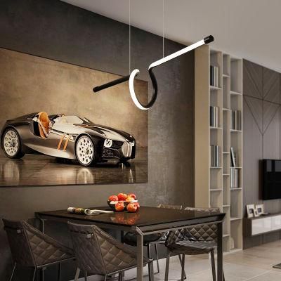 2022 Modern Curve Lines Nordic Art Geometric Light Bar Dining Room Dining LED Pendant Lighting