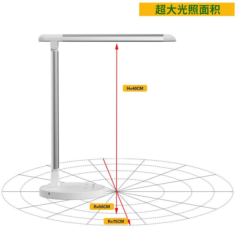 12W LED Desk Lamp, Dimmable and Adjustable Table, Touch-Sensitive Control Panel, with 5 Lighting Modes 7 Brightness Levels, Timer and 5V/2.1A USB Charging Port