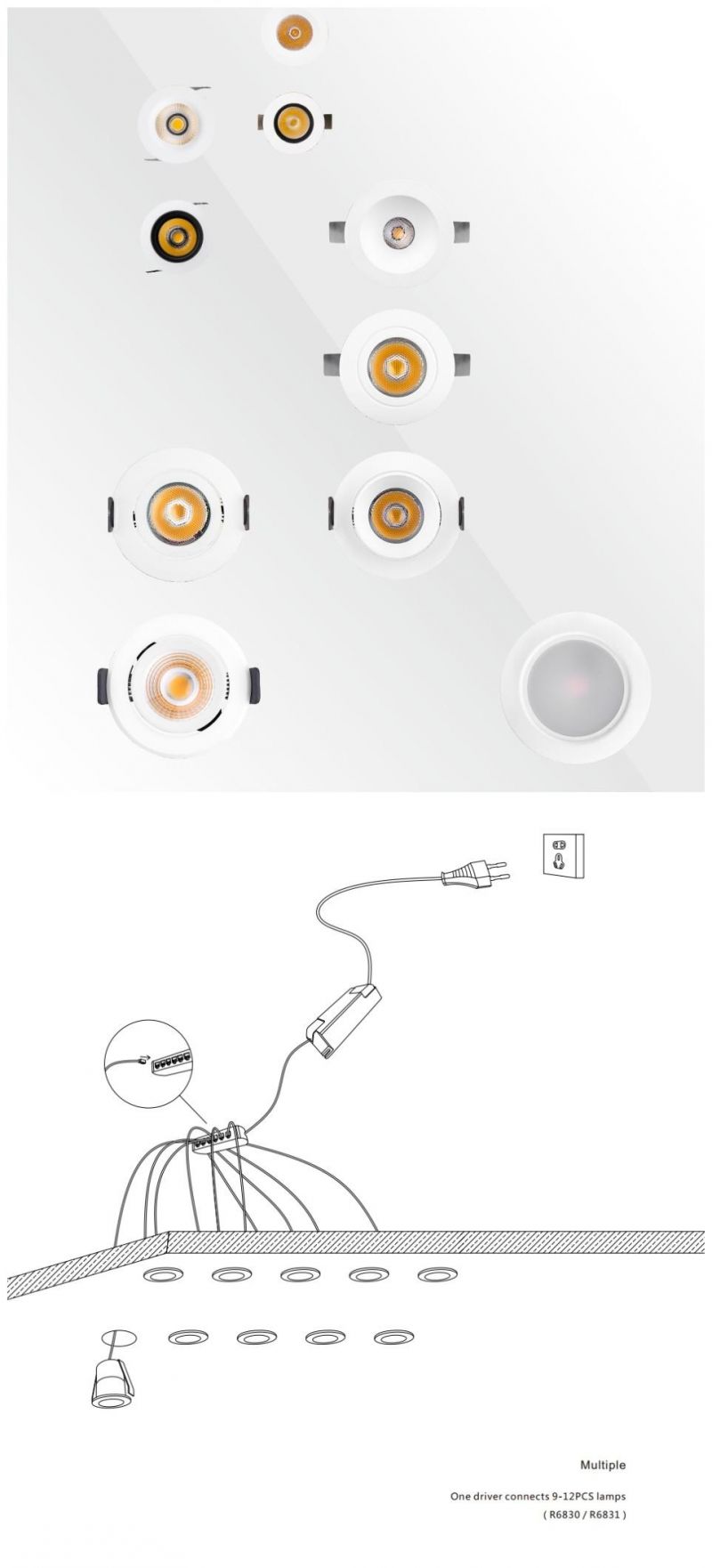 R6017 3W 230lm COB LED High Quality Rotatable Recessed Spotlight