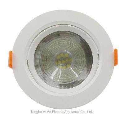 Recessed Die-Casting Aluminium Spot Light 5W COB LED Circle Rotable PC Downlight