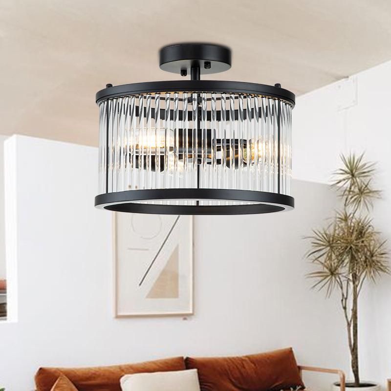 Newest Design Modern Round Luxury Black Pendant Lamp Ceiling Living Room Crystal Light Chandeliers