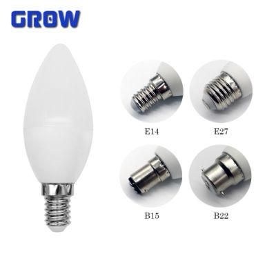 China Factory LED Dimmable C37 6W SMD2835 E14/E27 LED Candle Bulb Light for Indoor Decoration