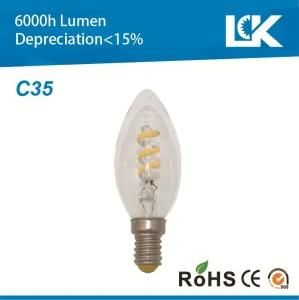 3W C35 E14 New Dimmable Spiral Filament Candle Bulb LED Light