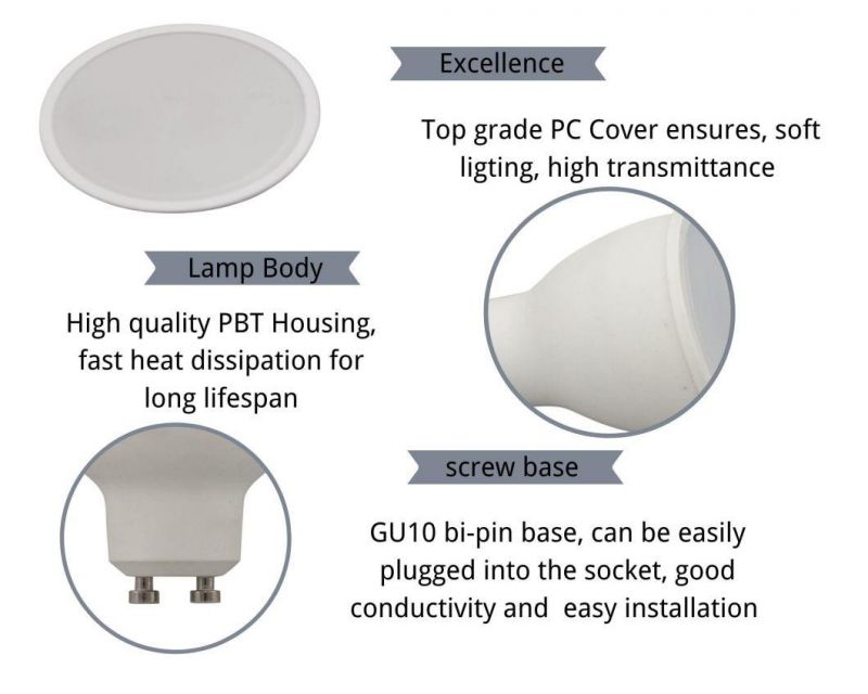 Easy Installation LED Bulbs GU10 6W with Long Service Life - 25, 000 Hours