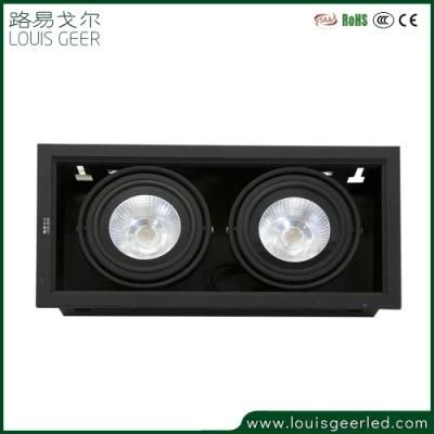 Modern Design Waterproof Aluminum Alloy 2 Heads 12W*2 Commercialcob Recessed Mounted Dimmable Superior LED Grille Light