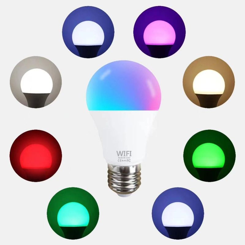 RGBW Wi-Fi LED Bulb, Smart Light Bulb, Dimmable Multicolored Lights, RGB Lights Compatible with Alexa and Google Home