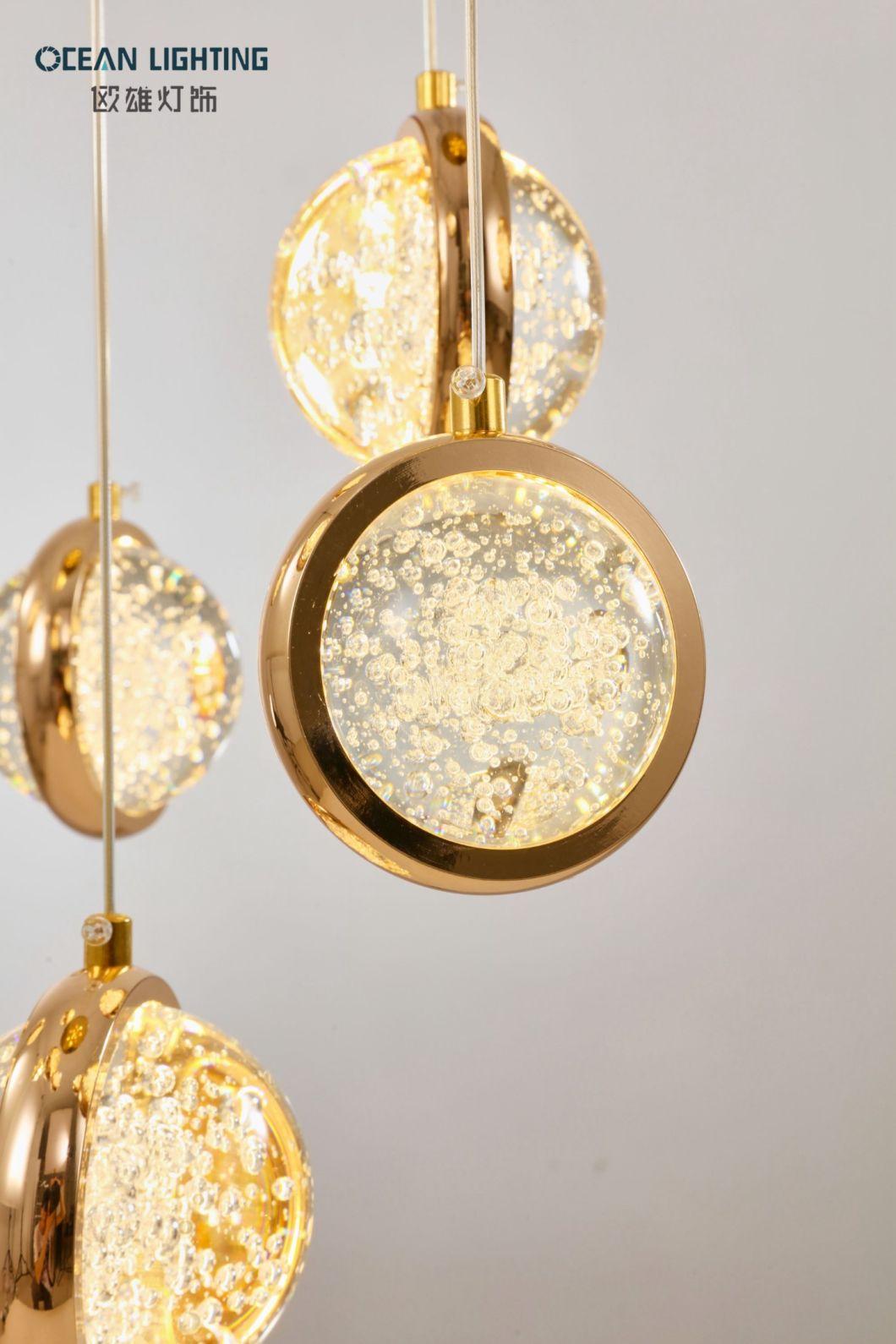 Ocean Lighting New Pendant Golden Customized Bubble Ball Crystal Chandelier Stair Pendant Lamp