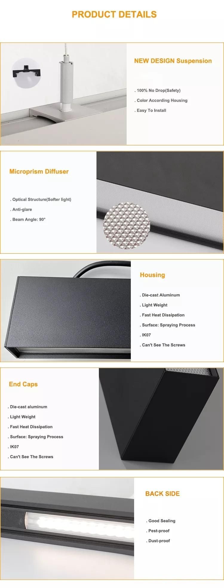 Warranty 5 Years Anti-Glare up and Down Office Shop Hotel Ceiling Pendant LED Linear Lighting